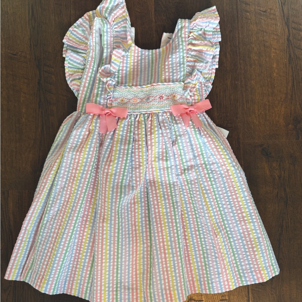 NWT Iris & Ivy 24m Toddler Spring Dress | Striped Pastel with Ruffle Sleeves